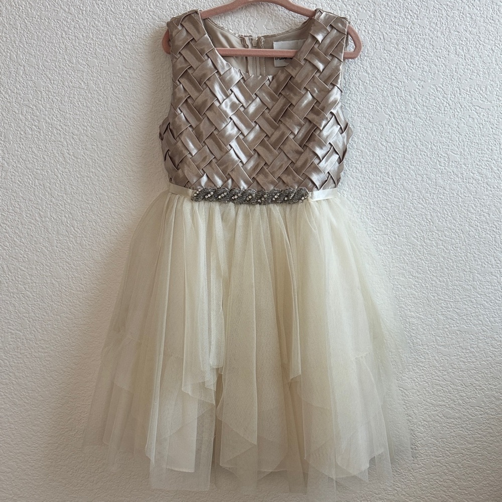 Rare Editions Cream and Silver Special Occasions Kids Dress 5T
